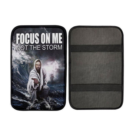 Jesus Reaching Hand Focus On Me Not The Storm Car Center Console Cover, God Car Armrest Accessories