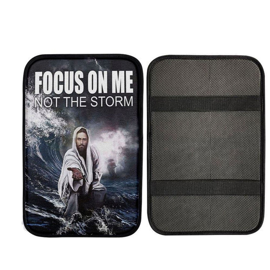 Jesus Reaching Hand Focus On Me Not The Storm Car Center Console Cover, God Car Armrest Accessories
