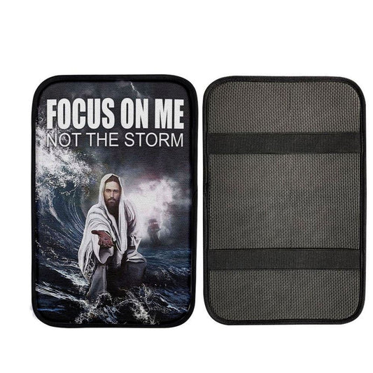 Jesus Reaching Hand Focus On Me Not The Storm Decor Car Center Console Cover, Jesus Art, Car Interior Accessories