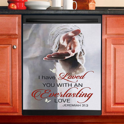 Jesus Reaching Hand Focus On Me Not The Storm Decor Dishwasher Cover, Bible Verse Dishwasher Wrap, Scripture Kitchen Decoration