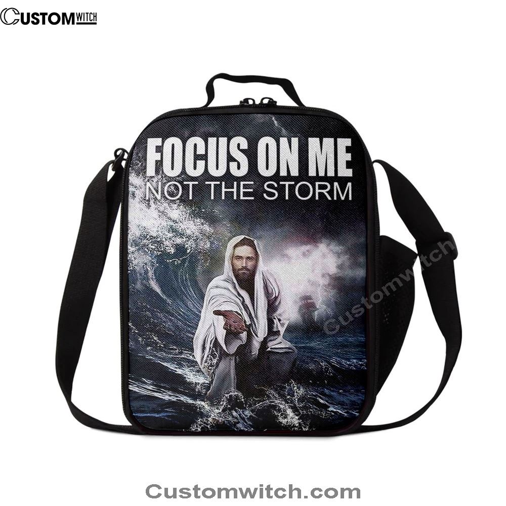 Jesus Reaching Hand Focus On Me Not The Storm Decor Lunch Bag, Christian Lunch Box For School, Picnic
