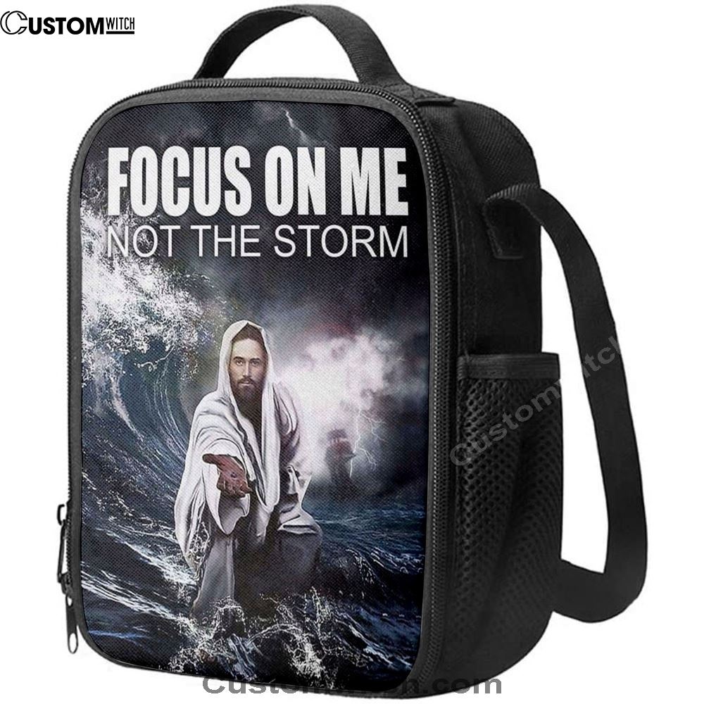 Jesus Reaching Hand Focus On Me Not The Storm Decor Lunch Bag, Christian Lunch Box For School, Picnic