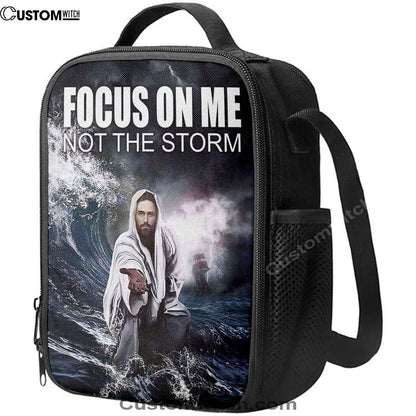 Jesus Reaching Hand Focus On Me Not The Storm Decor Lunch Bag, Christian Lunch Box For School, Picnic
