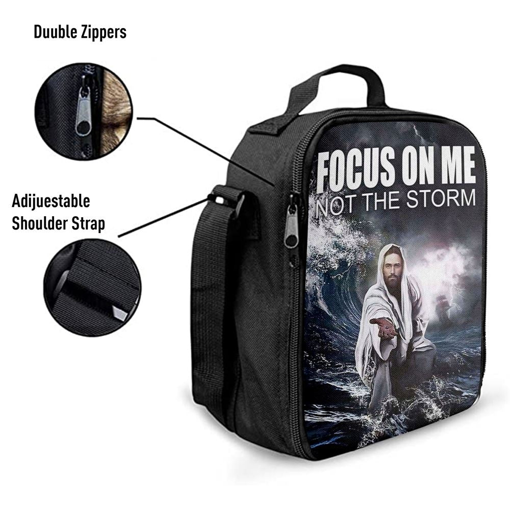 Jesus Reaching Hand Focus On Me Not The Storm Decor Lunch Bag, Christian Lunch Box For School, Picnic