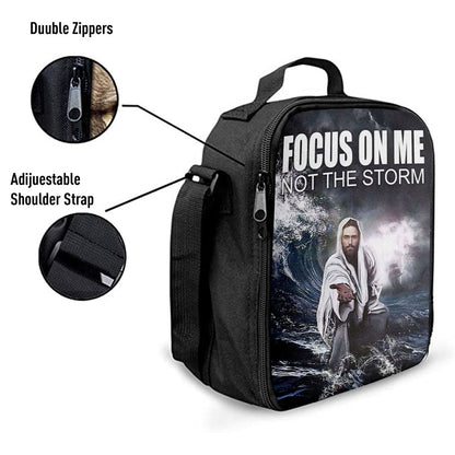 Jesus Reaching Hand Focus On Me Not The Storm Decor Lunch Bag, Christian Lunch Box For School, Picnic