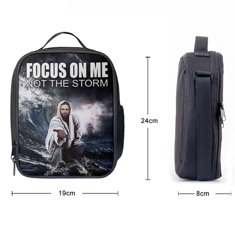Jesus Reaching Hand Focus On Me Not The Storm Decor Lunch Bag, Christian Lunch Box For School, Picnic