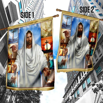 Jesus Reaching Hand House Flag, Christian Flag, Christian Flag, Scripture Flag, Garden Banner