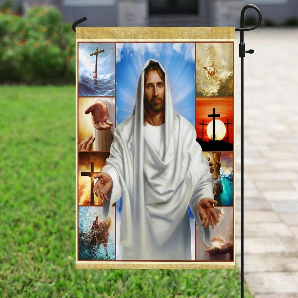 Jesus Reaching Hand House Flag, Christian Flag, Christian Flag, Scripture Flag, Garden Banner