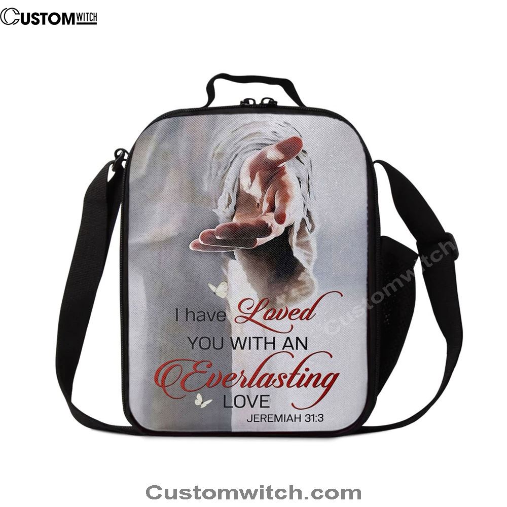 Jesus Reaching Hand I Have Loved You With An Everlasting Love Lunch Bag, Christian Lunch Box For School, Picnic