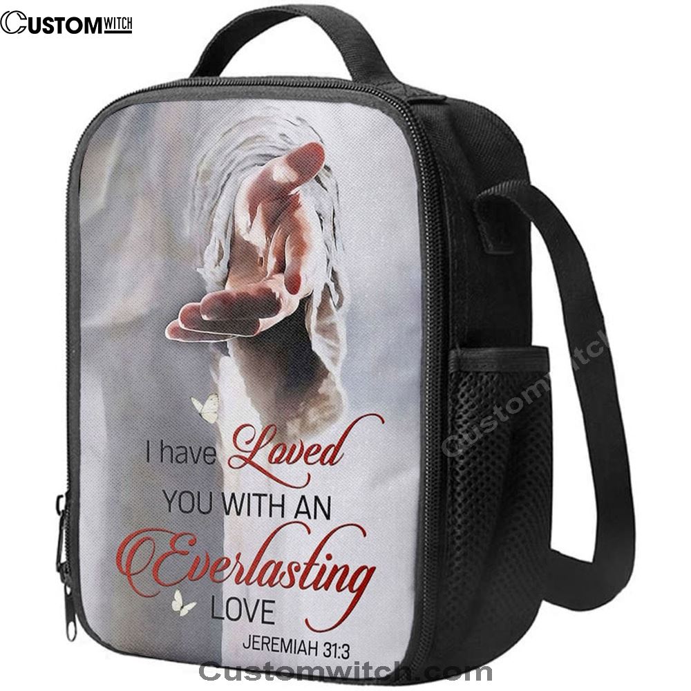 Jesus Reaching Hand I Have Loved You With An Everlasting Love Lunch Bag, Christian Lunch Box For School, Picnic