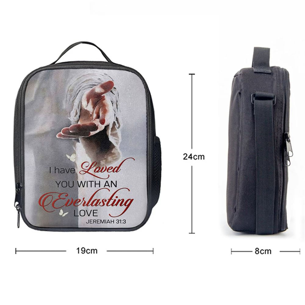 Jesus Reaching Hand I Have Loved You With An Everlasting Love Lunch Bag, Christian Lunch Box For School, Picnic