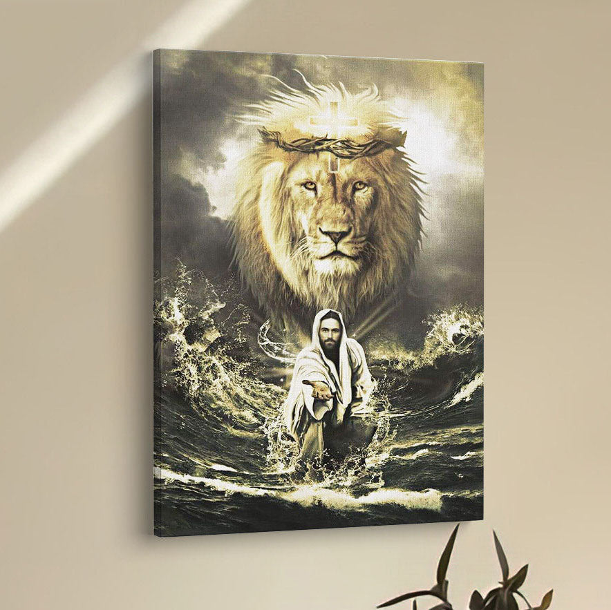 Jesus Reaching In The Water Jesus Lion Canvas Prints - Bible Verse Wall Decor - Scripture Wall Art