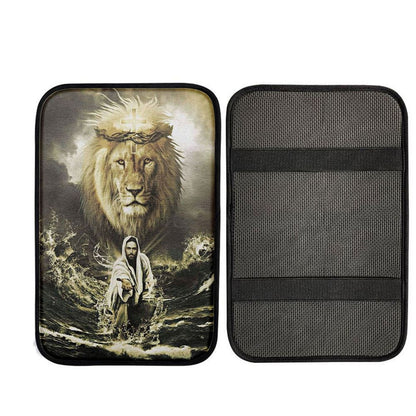 Jesus Reaching In The Water Jesus Lion Car Center Console Cover, God Car Armrest Accessories