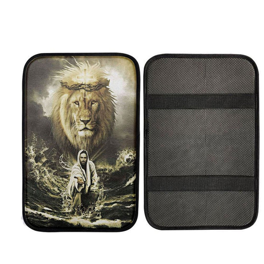 Jesus Reaching In The Water Jesus Lion Car Center Console Cover, God Car Armrest Accessories