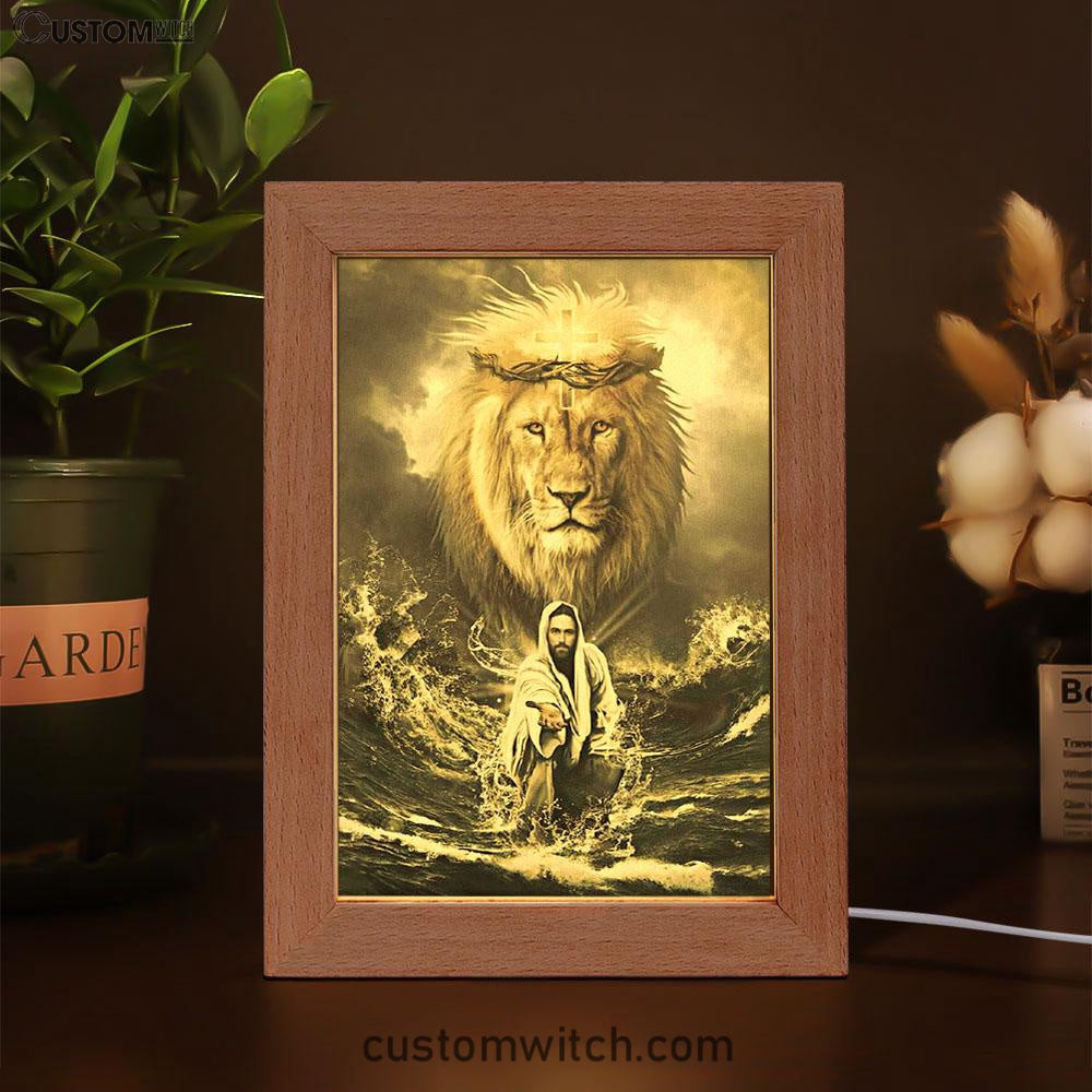 Jesus Reaching In The Water Jesus Lion Frame Lamp Prints - Bible Verse Decor - Scripture Art