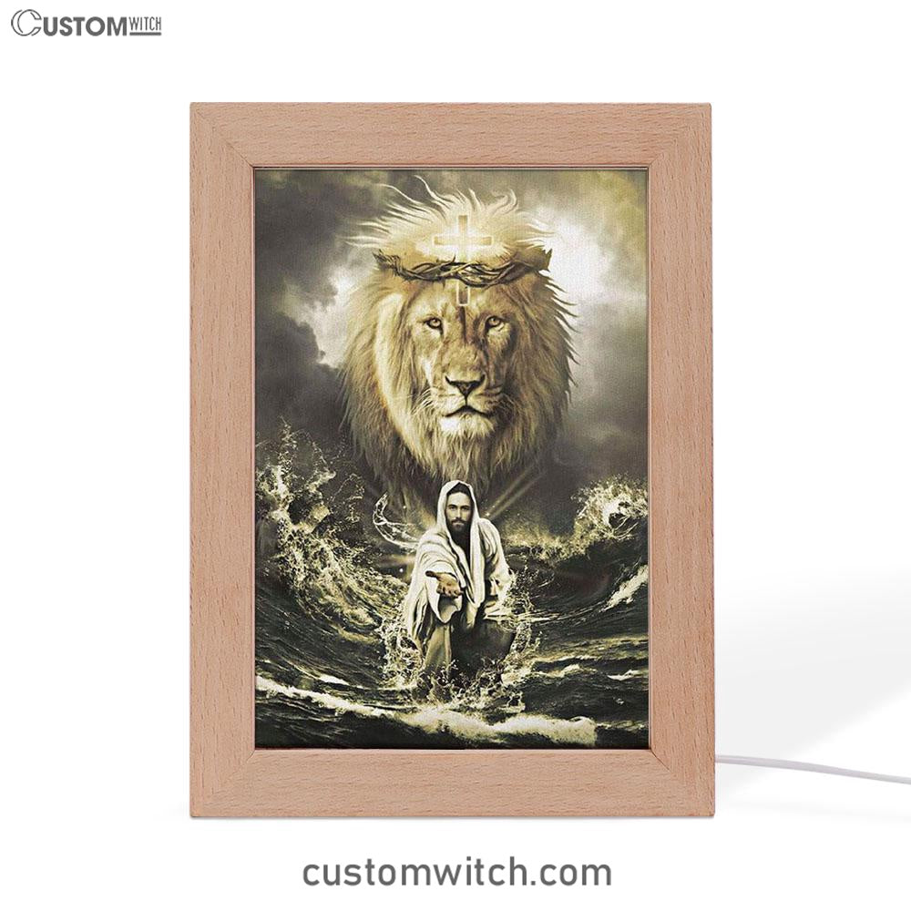 Jesus Reaching In The Water Jesus Lion Frame Lamp Prints - Bible Verse Decor - Scripture Art