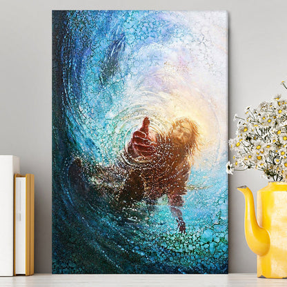 Jesus Reaching Into Water Canvas Wall Art - Jesus Canvas Pictures - Christian Canvas Wall Art