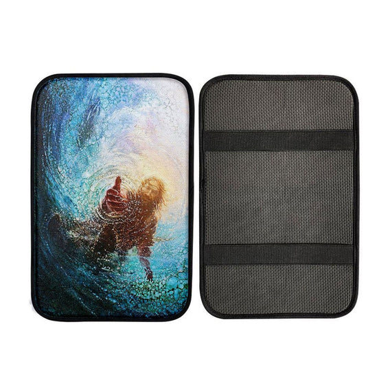 Jesus Reaching Into Water Car Center Console Cover, Religious Car Interior Accessories