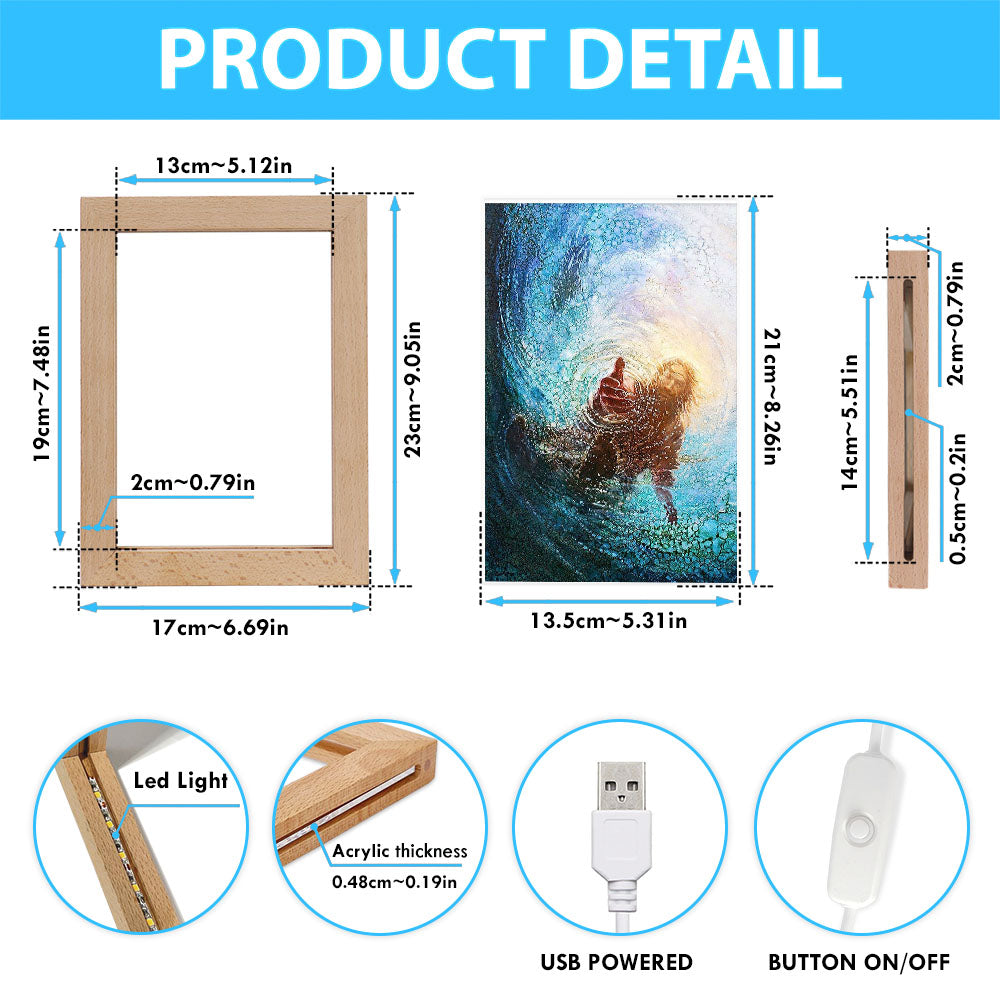 Jesus Reaching Into Water Frame Lamp Art - Jesus Frame Lamp Pictures - Christian Night Light