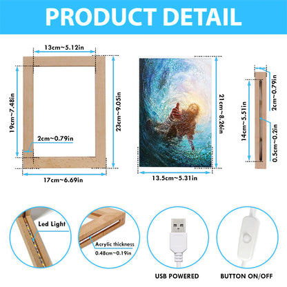 Jesus Reaching Into Water Frame Lamp Art - Jesus Frame Lamp Pictures - Christian Night Light