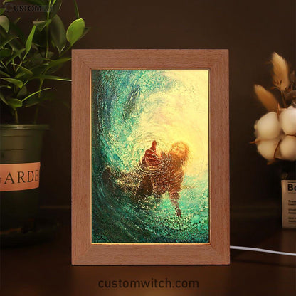 Jesus Reaching Into Water Frame Lamp Art - Jesus Frame Lamp Pictures - Christian Night Light