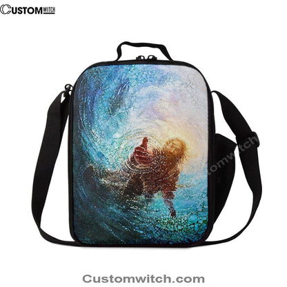 Jesus Reaching Into Water Lunch Bag, Christian Lunch Box For School, Picnic