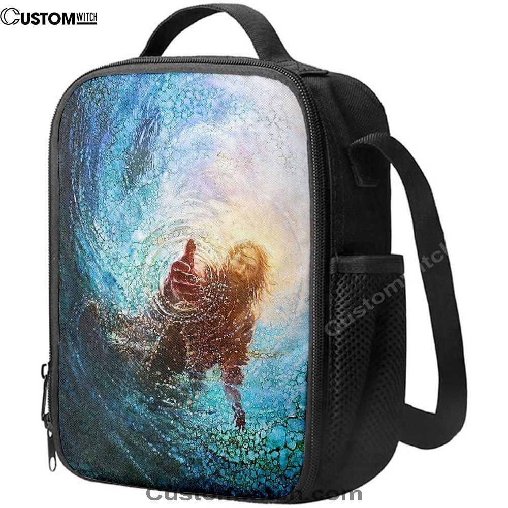 Jesus Reaching Into Water Lunch Bag, Christian Lunch Box For School, Picnic
