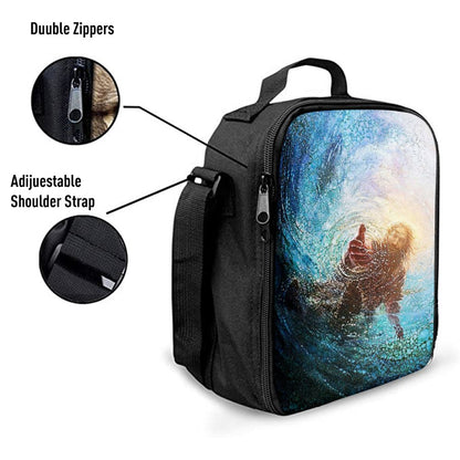 Jesus Reaching Into Water Lunch Bag, Christian Lunch Box For School, Picnic