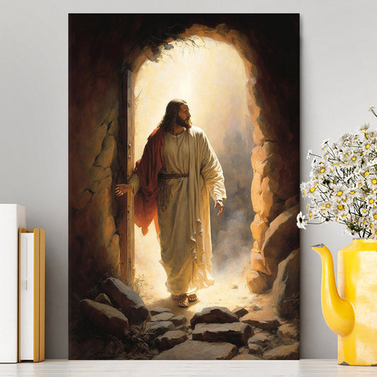 Jesus Rises From Cave Canvas Prints - Religious Canvas Art - Christian Wall Decor