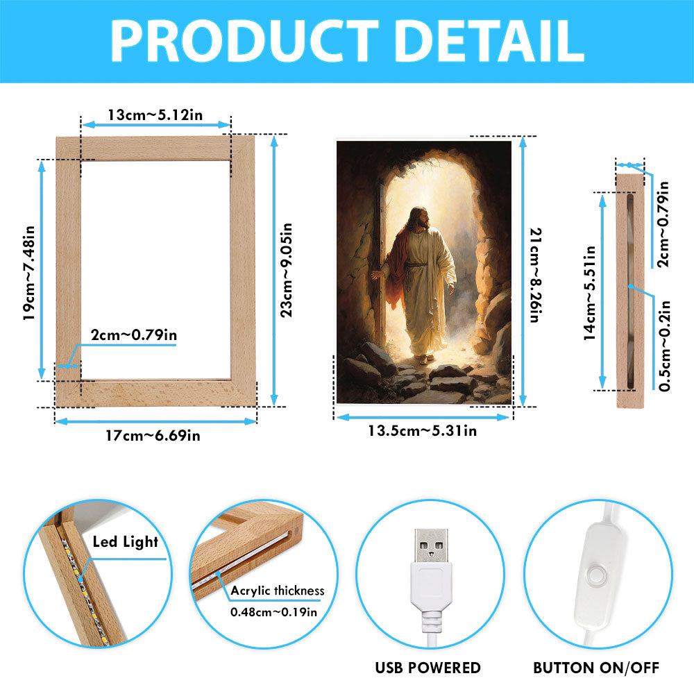 Jesus Rises From Cave Frame Lamp Prints - Religious Frame Lamp Art - Christian Decor