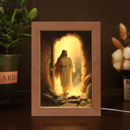 Jesus Rises From Cave Frame Lamp Prints - Religious Frame Lamp Art - Christian Decor