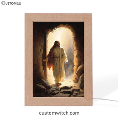 Jesus Rises From Cave Frame Lamp Prints - Religious Frame Lamp Art - Christian Decor