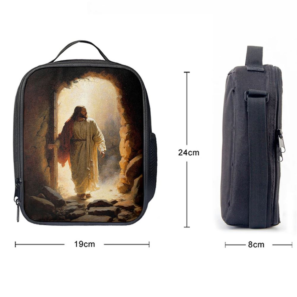 Jesus Rises From Cave Lunch Bag, Christian Lunch Box For School, Picnic