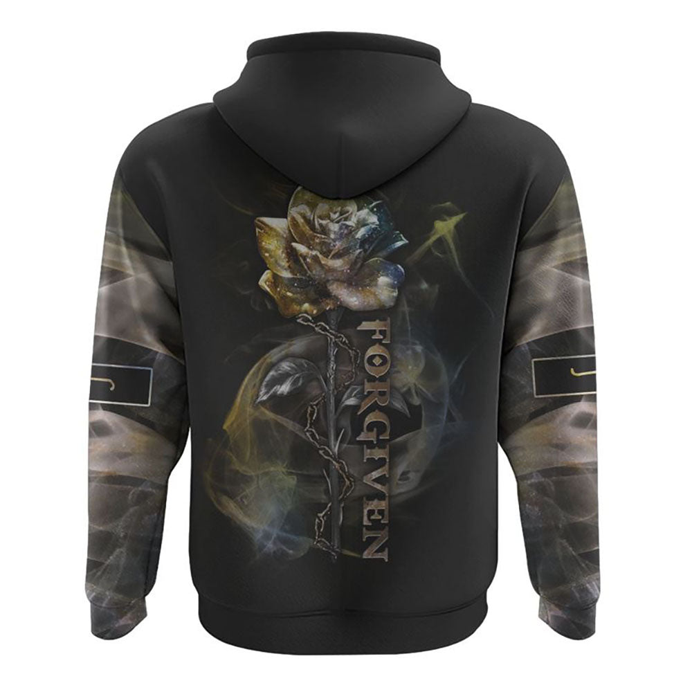 Jesus Rose Forgiven Smoke All Over Print 3D Hoodie, Christian Hoodie, Christian Sweatshirt, Bible Verse Shirt