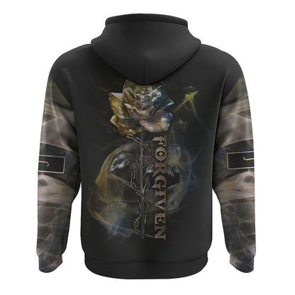 Jesus Rose Forgiven Smoke All Over Print 3D Hoodie, Christian Hoodie, Christian Sweatshirt, Bible Verse Shirt