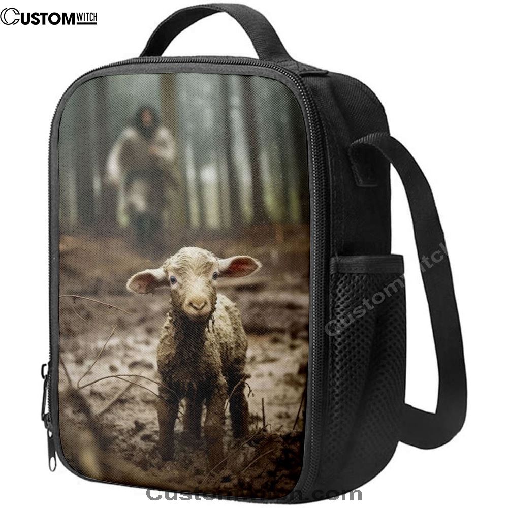 Jesus Running After a Lost Lamb, Jesus Lamb of God, Lunch Bag, Christian Wal, Christian Lunch Box For School, Picnic
