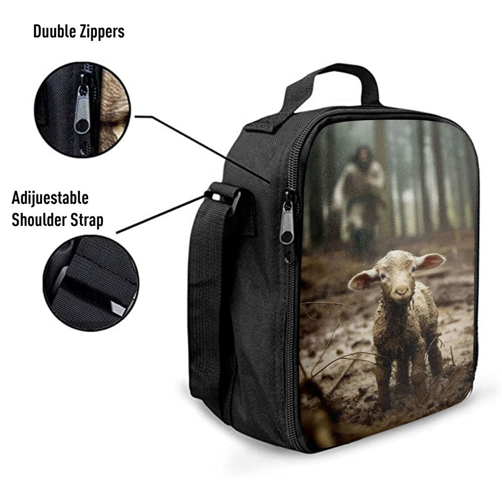 Jesus Running After a Lost Lamb, Jesus Lamb of God, Lunch Bag, Christian Wal, Christian Lunch Box For School, Picnic