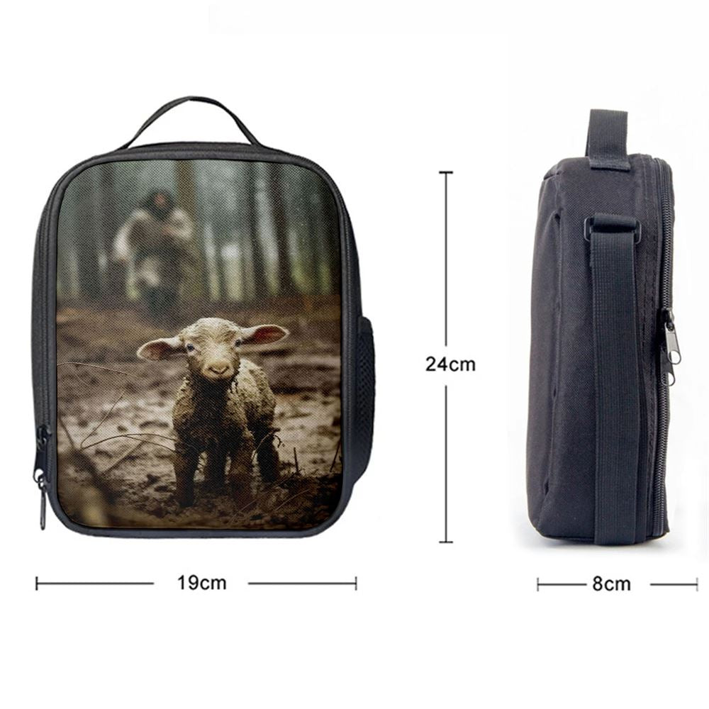 Jesus Running After a Lost Lamb, Jesus Lamb of God, Lunch Bag, Christian Wal, Christian Lunch Box For School, Picnic