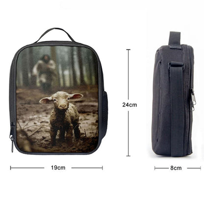 Jesus Running After a Lost Lamb, Jesus Lamb of God, Lunch Bag, Christian Wal, Christian Lunch Box For School, Picnic