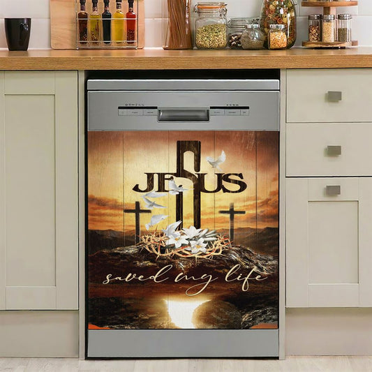 Jesus Sacred Heart Lion Lamb Dishwasher Cover, Lion Dishwasher Wrap, Christian Inspirational Kitchen Decoration