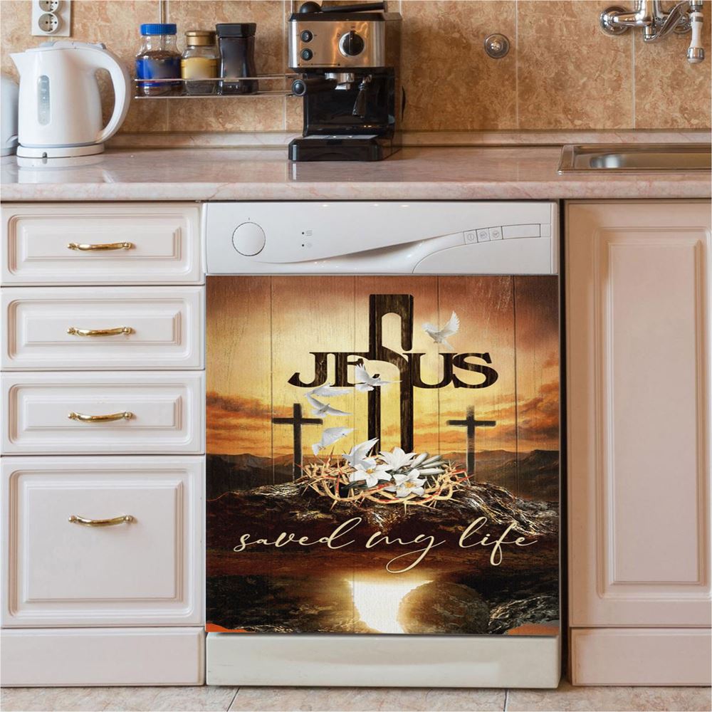 Jesus Sacred Heart Lion Lamb Dishwasher Cover, Lion Dishwasher Wrap, Christian Inspirational Kitchen Decoration