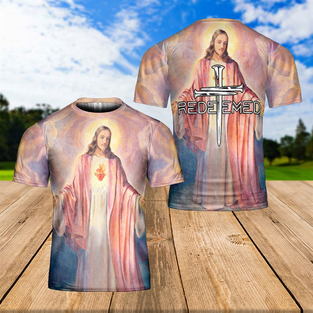 Jesus Sacred Heart Tee Religious Art Jesus All Over Print 3D T Shirt For Men And Women, Christian T-Shirt, Faith Shirt
