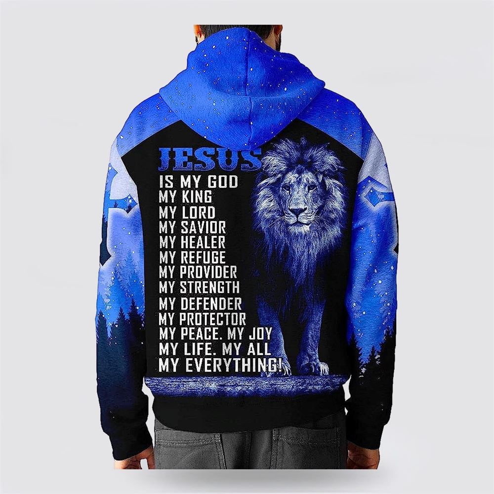 Jesus Save The Lion Blue 3D Hoodies For Women Men, God 3D Printed Hoodie, Christian Apparel Hoodies