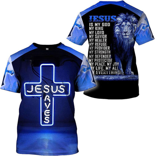 Jesus Saved Jesus Is My God Lion All Over Print 3D T Shirt For Men And Women, Christian T-Shirt, Faith Shirt