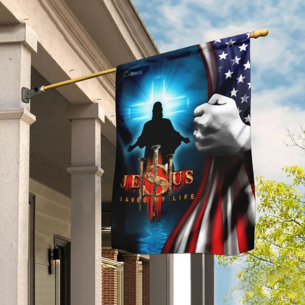 Jesus Saved My Life American House Flag, Christian Flag, Christian Flag, Scripture Flag, Garden Banner
