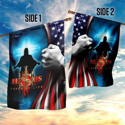 Jesus Saved My Life American House Flag, Christian Flag, Christian Flag, Scripture Flag, Garden Banner
