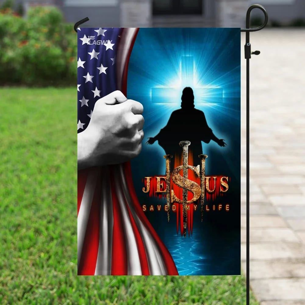 Jesus Saved My Life American House Flag, Christian Flag, Christian Flag, Scripture Flag, Garden Banner