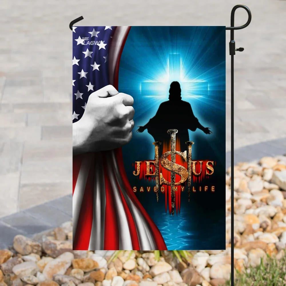 Jesus Saved My Life American House Flag, Christian Flag, Christian Flag, Scripture Flag, Garden Banner