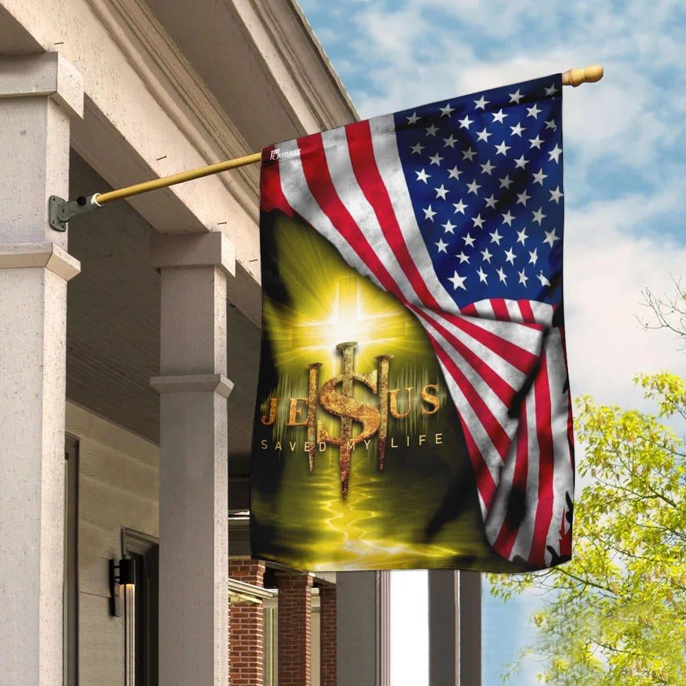 Jesus Saved My Life Christian House Flag, Christian Flag, Christian Flag, Scripture Flag, Garden Banner
