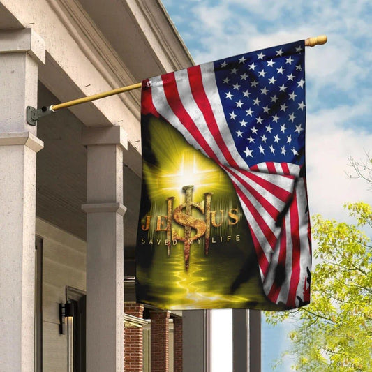 Jesus Saved My Life Christian House Flag, Christian Flag, Christian Flag, Scripture Flag, Garden Banner